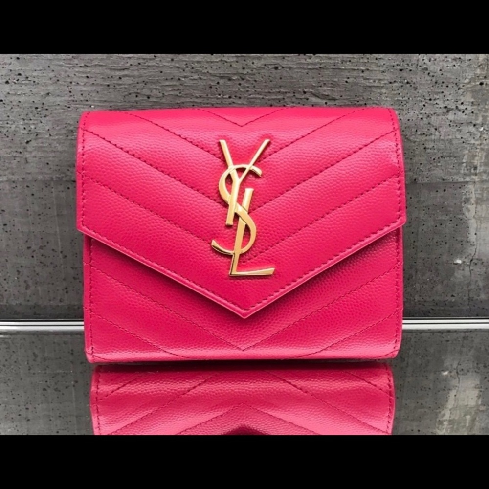 Saint Laurent Monogram Fuchsia Card Holder/Wallet